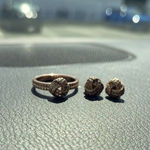 Rose gold Pandora love knot set